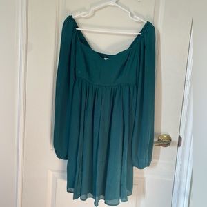 Abercrombie & Fitch Emerald Green Sweetheart Long Sleeve Mini Dress